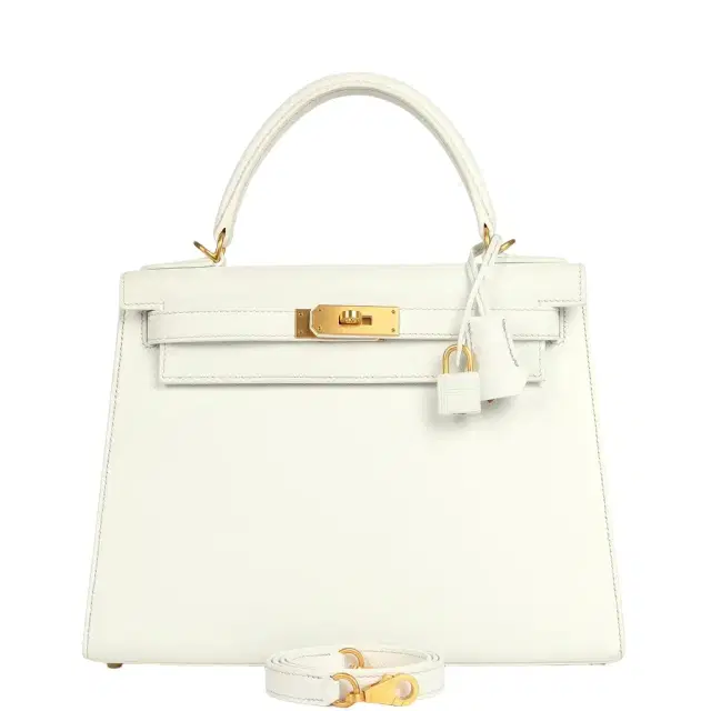 HERMÈS Pre-owned Hermes Special Order (HSS) Kelly Sellier 28 White Epsom Brushed Gold Hardware