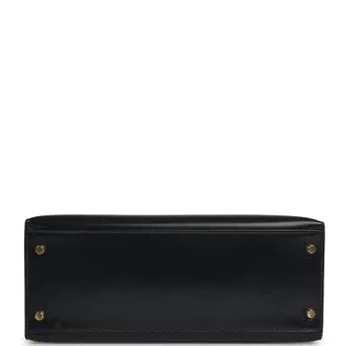 HERMÈS Vintage Hermes Kelly Sellier 28 Bleu Navy Box Gold Hardware | Thumbnail 6