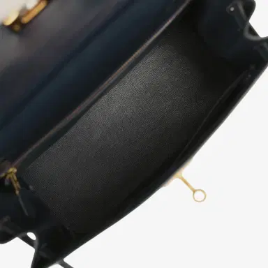 HERMÈS Vintage Hermes Kelly Sellier 28 Bleu Navy Box Gold Hardware | Thumbnail 8