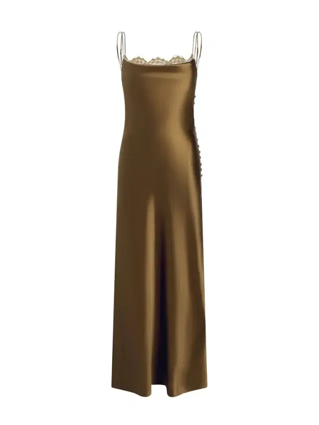 Adam Lippes Blake Lace-Trimmed Silk Midi Dress