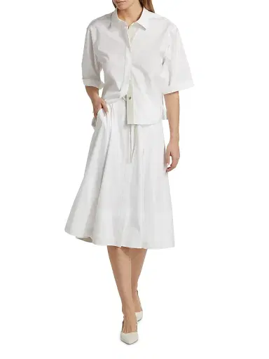 Vince Women's Canvas Tape Button-Front Shirt - Optic White | Thumbnail 2 Vince Women's Canvas Tape Button-Front Shirt - Optic White | Thumbnail 2