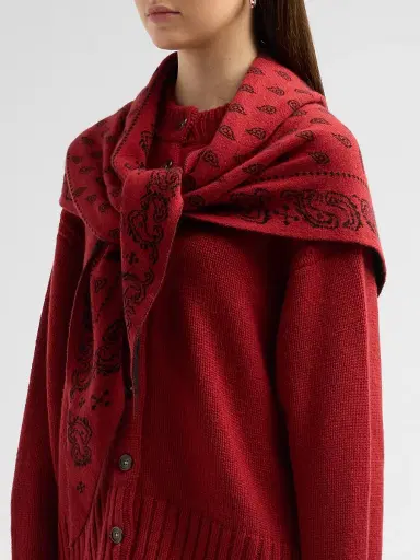 Guest In Residence Women's Cashmere Paisley Triangle Bandana - Carmine Black | Thumbnail 3 Guest In Residence Women's Cashmere Paisley Triangle Bandana - Carmine Black | Thumbnail 3