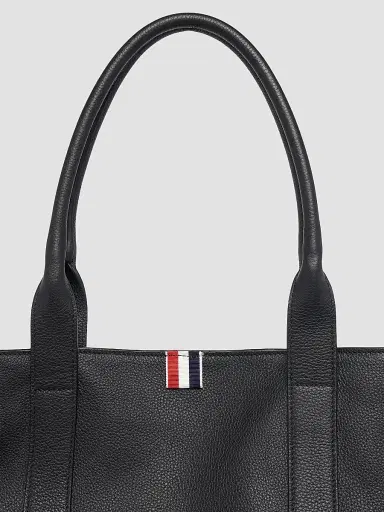 Thom Browne Men's Striped-Detail Pebbled Leather Tote Bag - Black | Thumbnail 5