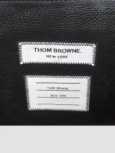 Thom Browne Men's Striped-Detail Pebbled Leather Tote Bag - Black | Thumbnail 8