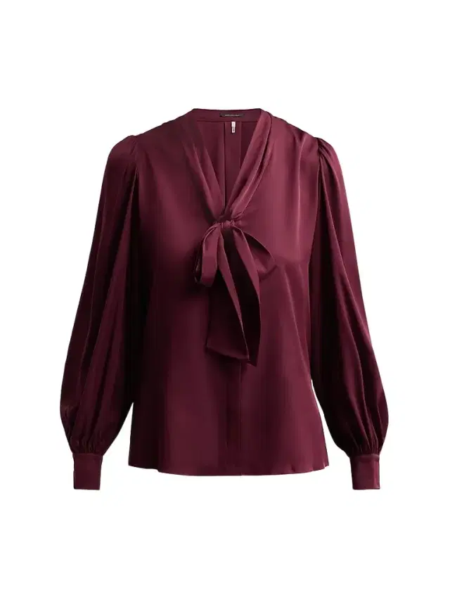 Kobi Halperin Women's Selena Stretch-Silk Tie-Front Blouse - Berry - Size XL