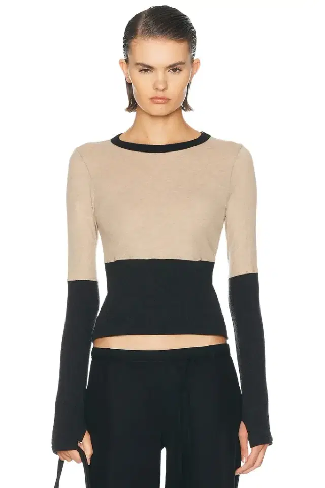 ENZA COSTA Cashmere Jersey New Classic Block Crewneck Top