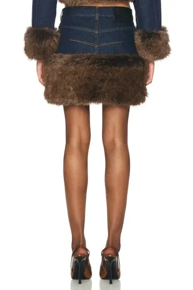 Marc Jacobs Faux Fur Denim Mini Skirt | Thumbnail 4