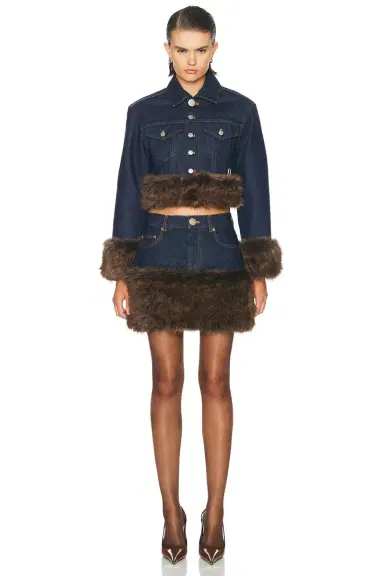 Marc Jacobs Faux Fur Denim Mini Skirt | Thumbnail 5
