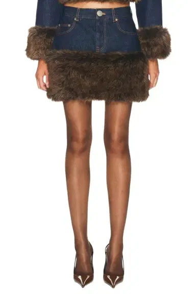 Marc Jacobs Faux Fur Denim Mini Skirt | Thumbnail 1