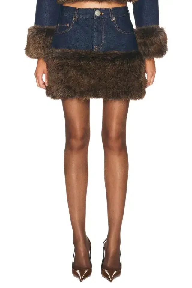 Marc Jacobs Faux Fur Denim Mini Skirt