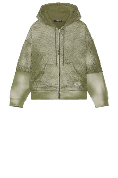 Strike Oil Double Sleeve Net Zip Hoodie | Thumbnail 4