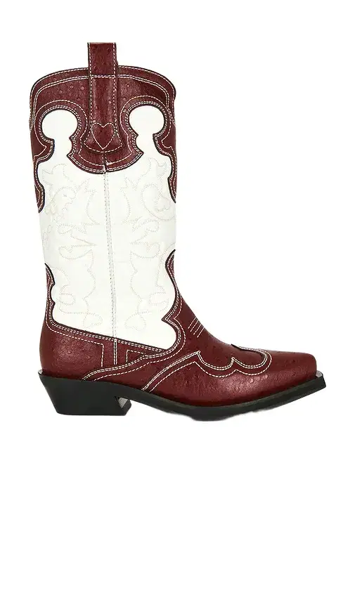 Ganni Mid Shaft Embroidered Western Boot