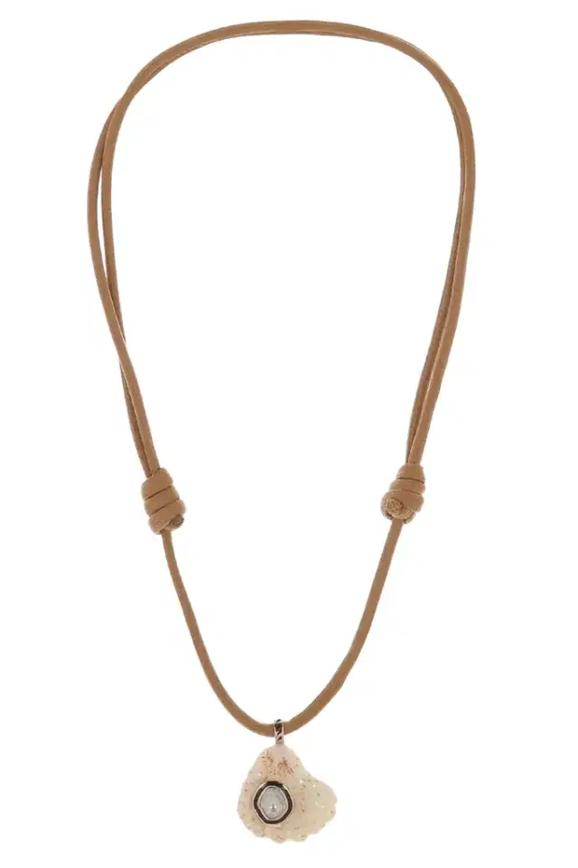 DEZSO BY SARA BELTRÁN Diamond Cat Paw Shell Necklace - Brown