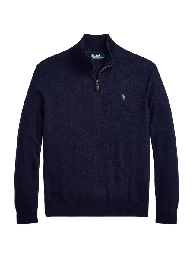 Polo Ralph Lauren Men's Logo Wool Quarter-Zip Sweater - Hunter Navy - Size XXL
