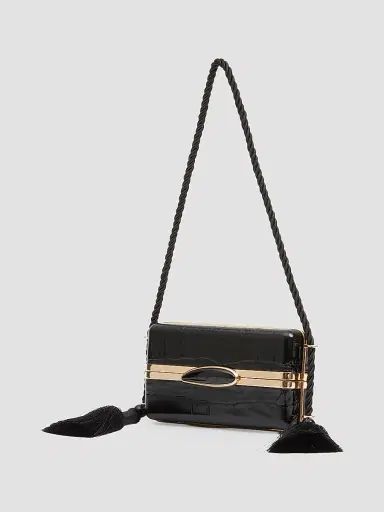 Simkhai Women's Roma Croc-Embossed Leather Shoulder Bag - Black Gold | Thumbnail 2 Simkhai Women's Roma Croc-Embossed Leather Shoulder Bag - Black Gold | Thumbnail 2
