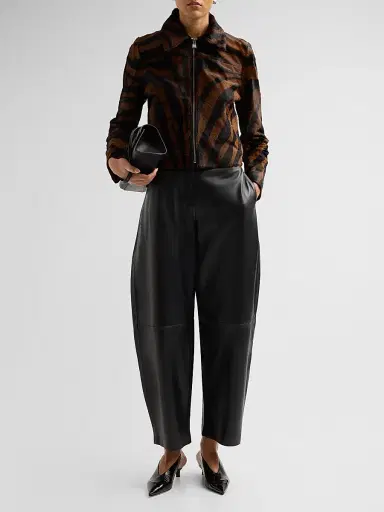 Simkhai Women's Daria Zebra Print Leather Jacket - Zebra | Thumbnail 2 Simkhai Women's Daria Zebra Print Leather Jacket - Zebra | Thumbnail 2