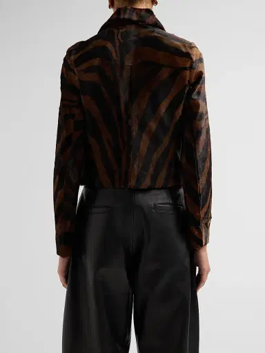 Simkhai Women's Daria Zebra Print Leather Jacket - Zebra | Thumbnail 3 Simkhai Women's Daria Zebra Print Leather Jacket - Zebra | Thumbnail 3