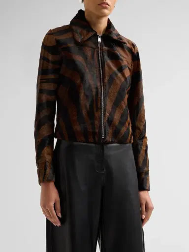 Simkhai Women's Daria Zebra Print Leather Jacket - Zebra | Thumbnail 4 Simkhai Women's Daria Zebra Print Leather Jacket - Zebra | Thumbnail 4