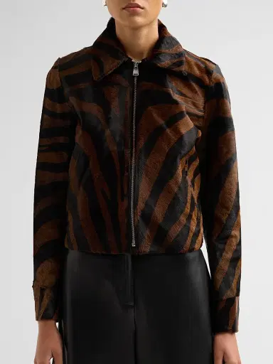 Simkhai Women's Daria Zebra Print Leather Jacket - Zebra | Thumbnail 5 Simkhai Women's Daria Zebra Print Leather Jacket - Zebra | Thumbnail 5
