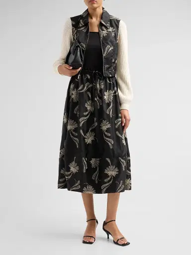 Cinq à Sept Women's Ciara Paisley Fan Mixed-Media Jacket - Black Gardenia | Thumbnail 2