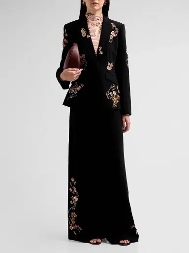 Cinq à Sept Women's Loveletter Floral Embroidered Blazer - Black Multi | Thumbnail 2