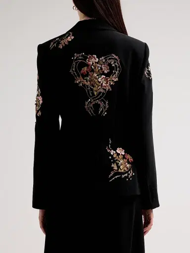 Cinq à Sept Women's Loveletter Floral Embroidered Blazer - Black Multi | Thumbnail 3