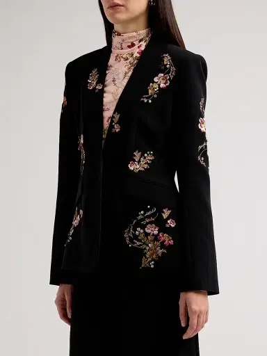 Cinq à Sept Women's Loveletter Floral Embroidered Blazer - Black Multi | Thumbnail 4