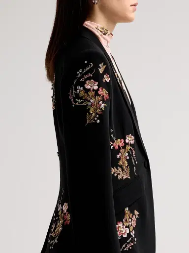 Cinq à Sept Women's Loveletter Floral Embroidered Blazer - Black Multi | Thumbnail 5
