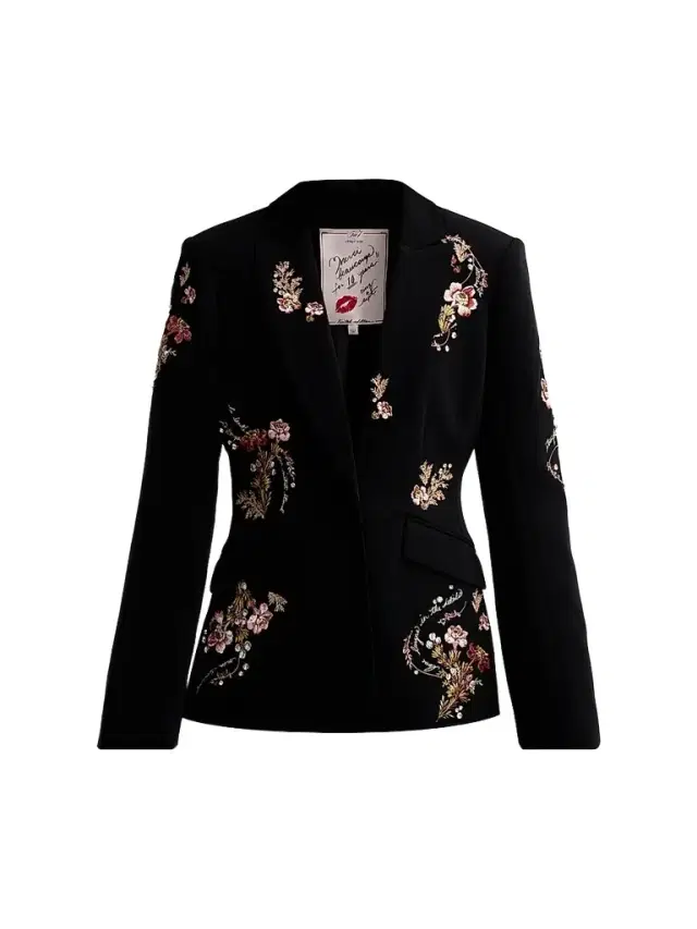 Cinq à Sept Women's Loveletter Floral Embroidered Blazer - Black Multi