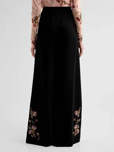 Cinq à Sept Women's Roxane Loveletter Floral Embroidered Wide-Leg Pants - Black Multi | Thumbnail 3