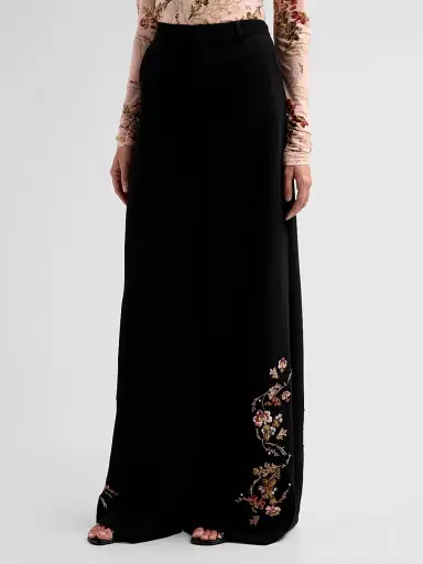 Cinq à Sept Women's Roxane Loveletter Floral Embroidered Wide-Leg Pants - Black Multi | Thumbnail 4