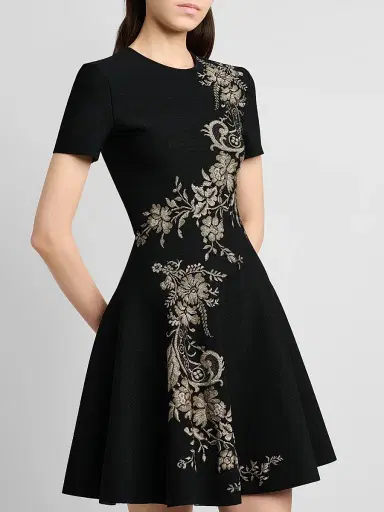 McQueen Women's Volume Asymmetric Jacquard Mini Dress - Black Silver Gold | Thumbnail 5 McQueen Women's Volume Asymmetric Jacquard Mini Dress - Black Silver Gold | Thumbnail 5