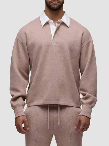 Hudson Jeans Men's Contrast-Collar Long-Sleeve Polo Sweater | Thumbnail 4 Hudson Jeans Men's Contrast-Collar Long-Sleeve Polo Sweater | Thumbnail 4