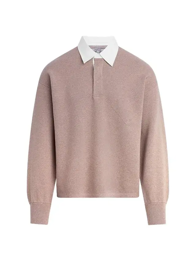 Hudson Jeans Men's Contrast-Collar Long-Sleeve Polo Sweater - Costa - Size XXL