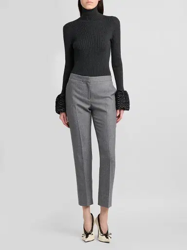 Alexander McQueen Women's Crop Wool Cigarette Trousers | Thumbnail 2