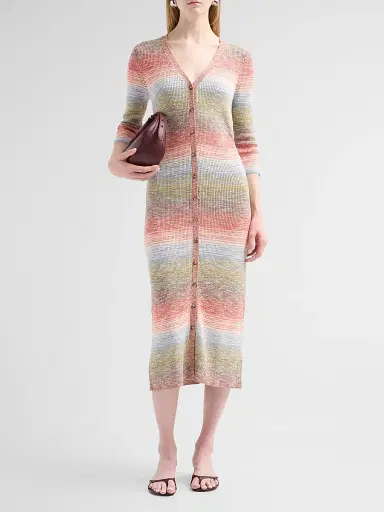 Veronica Beard Women's Tavielle Knit Midi Dress - Orange Mustard Multi | Thumbnail 2 Veronica Beard Women's Tavielle Knit Midi Dress - Orange Mustard Multi | Thumbnail 2