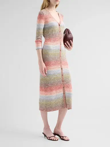 Veronica Beard Women's Tavielle Knit Midi Dress - Orange Mustard Multi | Thumbnail 4 Veronica Beard Women's Tavielle Knit Midi Dress - Orange Mustard Multi | Thumbnail 4