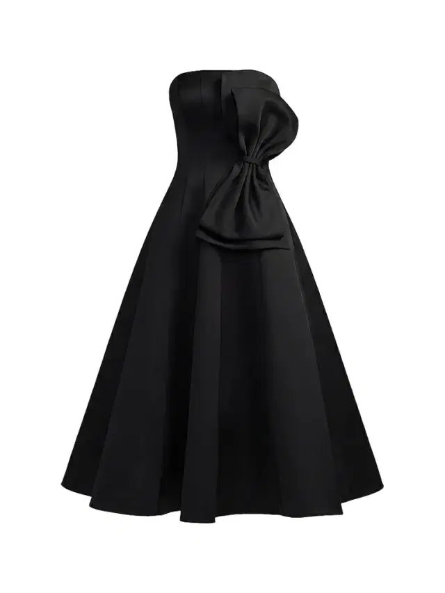 Mac Duggal Women's Satin Charmeuse Bow Strapless Midi Dress - Black