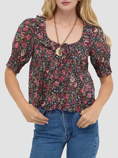 Hill House Home Women's The Camri Top - Jacobean Sprig | Thumbnail 3