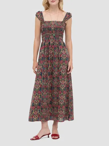 Hill House Home Women's The Harper Nap Dress - Stowell Medallion Stripe | Thumbnail 2