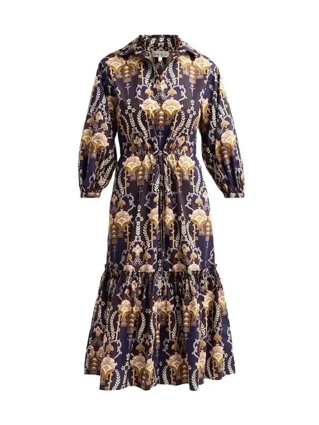 Cara Cara Women's Hutton Cotton Shirtdress - Flora Facade Blue