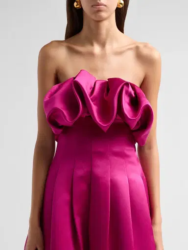 Ulla Johnson Women's Cosima Strapless Satin Tea-Length Dress | Thumbnail 5 Ulla Johnson Women's Cosima Strapless Satin Tea-Length Dress | Thumbnail 5