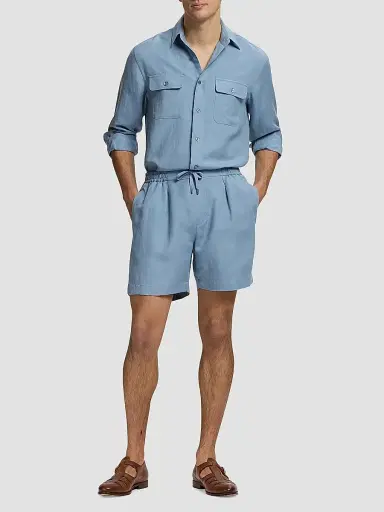 Ralph Lauren Purple Label Men's Silk-Linen Button-Front Shirt | Thumbnail 2