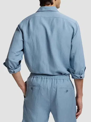 Ralph Lauren Purple Label Men's Silk-Linen Button-Front Shirt | Thumbnail 3
