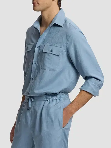 Ralph Lauren Purple Label Men's Silk-Linen Button-Front Shirt | Thumbnail 5