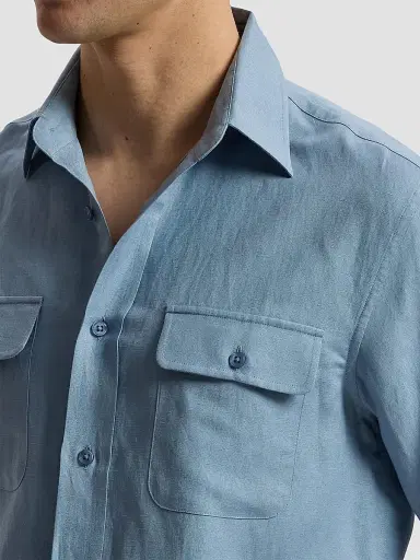 Ralph Lauren Purple Label Men's Silk-Linen Button-Front Shirt | Thumbnail 6