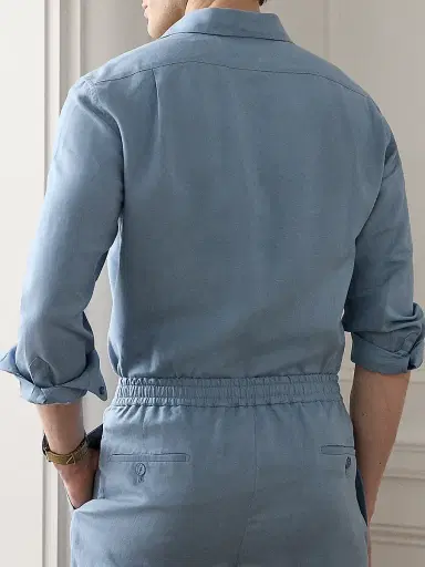 Ralph Lauren Purple Label Men's Silk-Linen Button-Front Shirt | Thumbnail 8