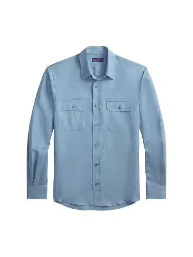 Ralph Lauren Purple Label Men's Silk-Linen Button-Front Shirt | Thumbnail 1