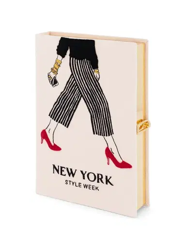 Olympia Le-Tan Women's New York Style Week Embroidered Wool Book Clutch - Nacre | Thumbnail 2