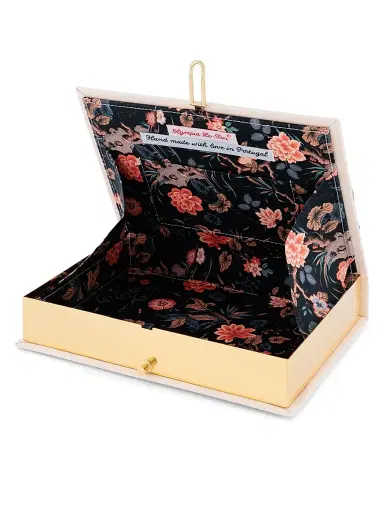 Olympia Le-Tan Women's New York Style Week Embroidered Wool Book Clutch - Nacre | Thumbnail 4